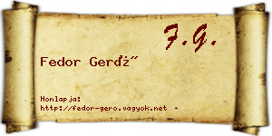 Fedor Gerő névjegykártya